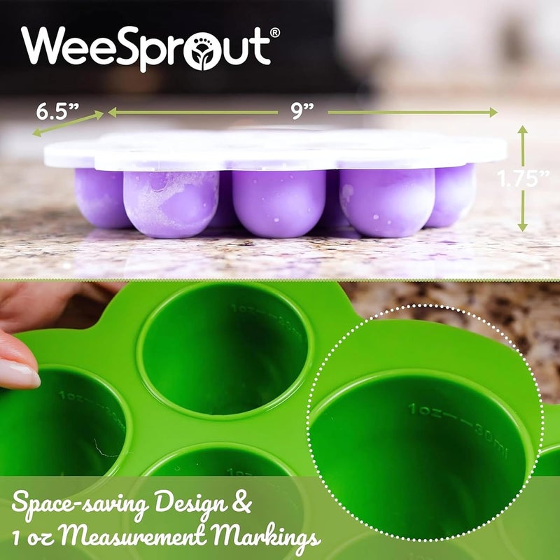 WeeSprout Silicone Baby Food Freezer Tray with Clip-on Lid - Perfect Storage Container for Homemade Baby Food, Vegetable & Fruit Purees, and Breast Milk - Image 4